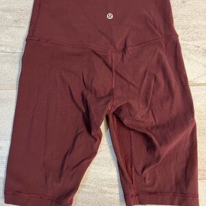 Lululemon biker shorts - burgundy, size 6